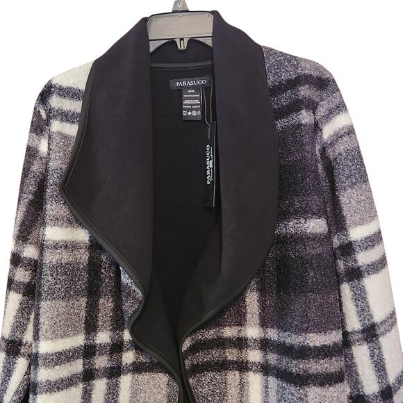 NWT Parasuco Boucle Plaid Cardigan Jacket, open front, black & gray, sz Medium - Picture 3 of 12